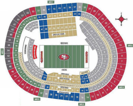 Candlestick Park Seating Chart - San Francisco 49ers
